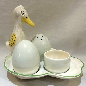 VTG Crown Devon Goose Eggs Cruet Set Salt Pepper Shaker & Mustard Pot England